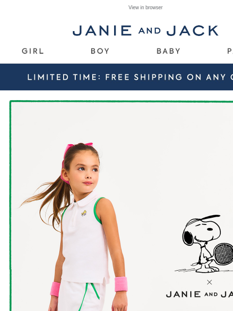 janieandjack newsletter: 🎾 Style is in your court with Snoopy & friends