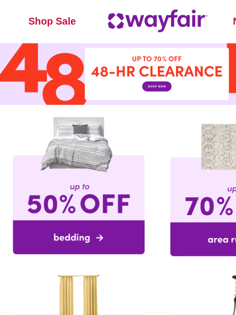 wayfair newsletter: ❗ UP TO 70% OFF ❗ 2 DAYS ONLY ❗