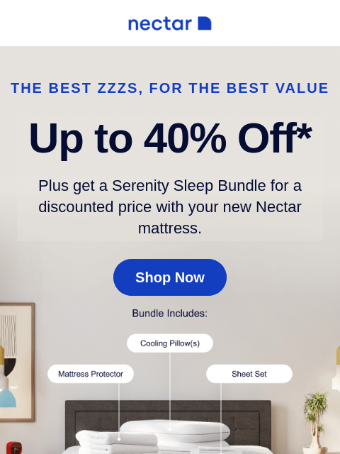 Plus discover our collection of stylish and modern bed frames (free shipping included)* The Best ZZZs, for the Best Value Up to 40% Off* Plus get a Serenity Sleep Bundle for a discounted price with