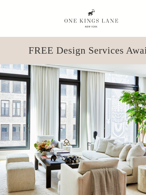 Your style, our expertise One Kings Lane FREE Design Services Await! No project is too large or too small for our experts. They're trained designers, not salespeople, who have years of experience