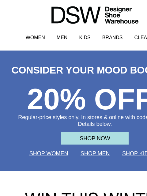 dsw newsletter: LAST CALL: 20% OFF!