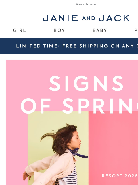 janieandjack newsletter: New spring things + free shipping
