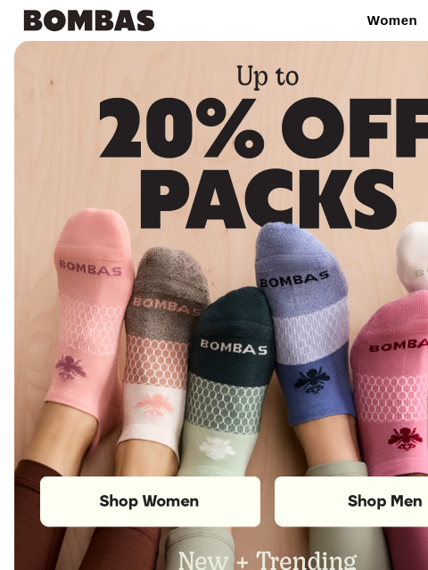 bombas newsletter: Up to 20% Off Packs on Packs on Packs
