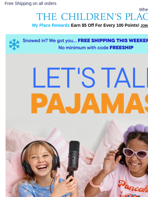 childrensplace newsletter: The Scoop on Spring's Latest PJs 60% OFF + Free Sh...