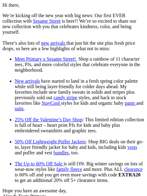 primary newsletter: Primary Update: NEW Sesame Street collection, spri...