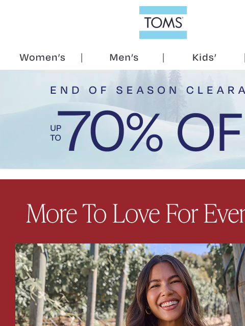 toms newsletter: Valentine's Day Is Coming—Get up to 70% Off Red St...