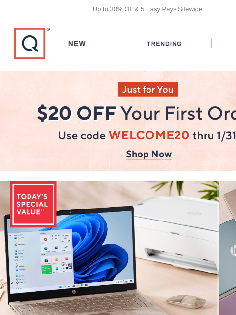 qvcemail newsletter: 5 Easy Pays on It All & HP Laptop TSV® + Get $20 O...
