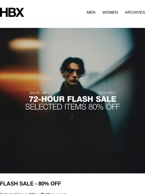 hbx newsletter: FLASH SALE - 80% OFF
