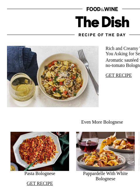 foodandwine newsletter: Orecchiette With White Bolognese