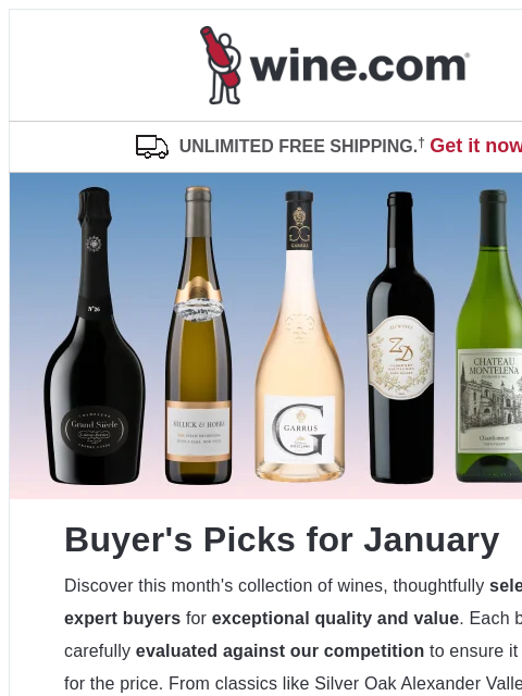 wine newsletter: January's Buyers' Picks just landed!