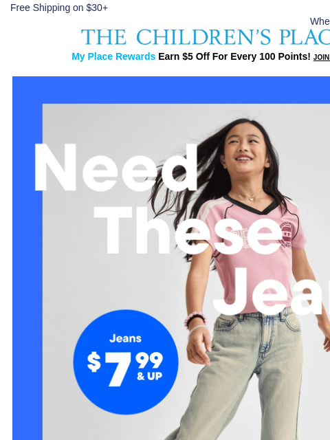 childrensplace newsletter: Time for a Jean Refresh: $7.99 & Up 🩵 