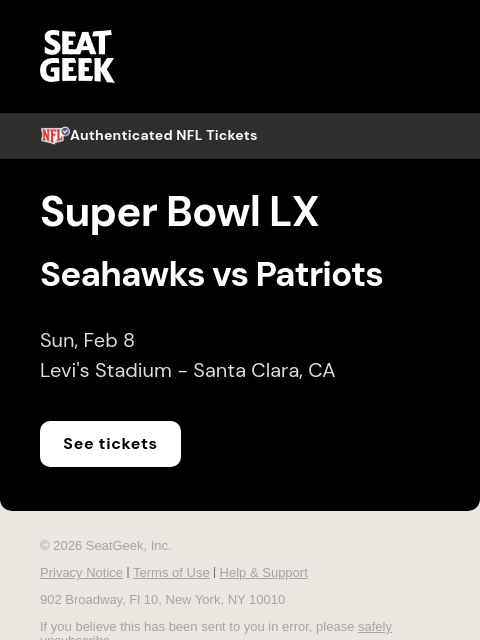 seatgeek newsletter: The Seahawks are going to the Super Bowl! 🏆