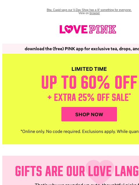 vspink newsletter: More Sale to Love: Extra 25% Off Now