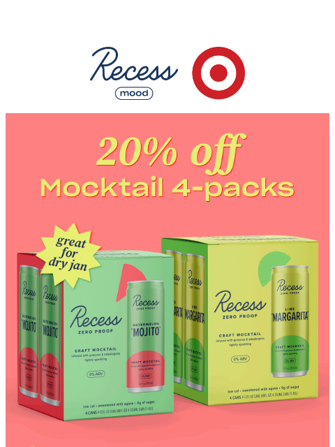 takearecess newsletter: 20% off Mocktails at Target