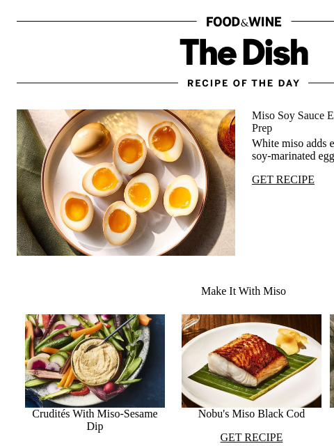 foodandwine newsletter: Miso Soy Sauce Eggs