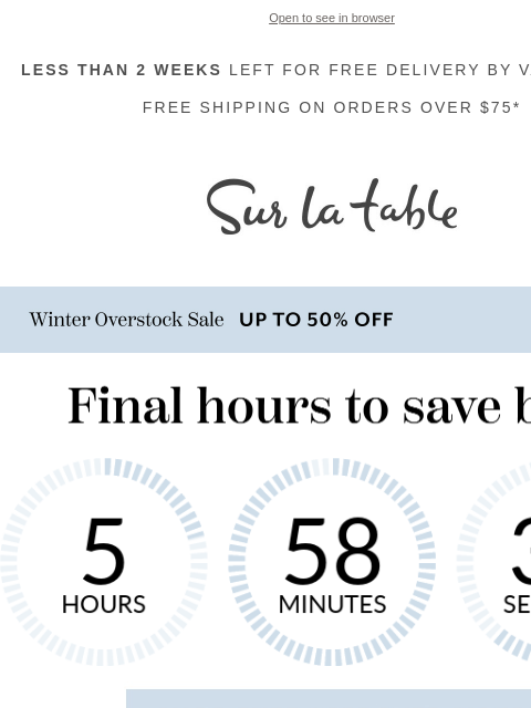surlatable newsletter: Last Call: Winter Overstock Sale Chef Picks