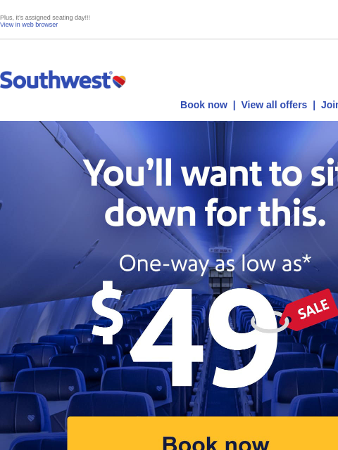 southwest newsletter: $49 sale! Let’s fly. ✈️