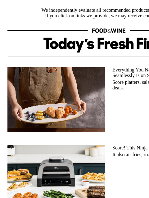 foodandwine newsletter: 50% Off: The Ninja Appliance That Grills, Air Frie...
