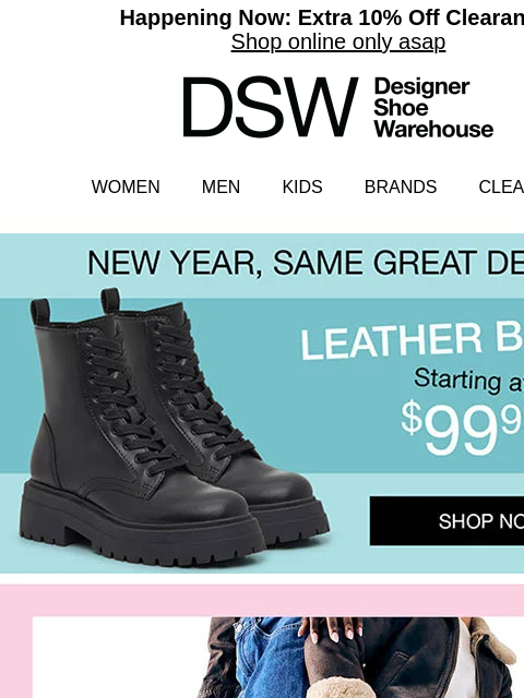 dsw newsletter: Real talk: leather boots from $100