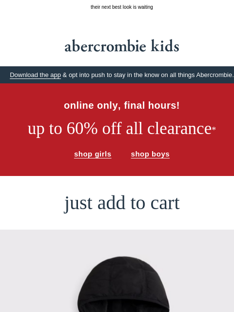 abercrombie newsletter: final hours: up to 60% OFF clearance