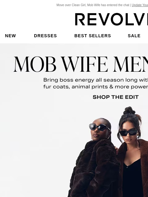 Move over Clean Girl, Mob Wife has entered the chat | Update Your Email Preferences New Dresses Best Sellers Sale My Favorites Beauty Mob Wife Mentality. Bring boss energy all season long with over-the