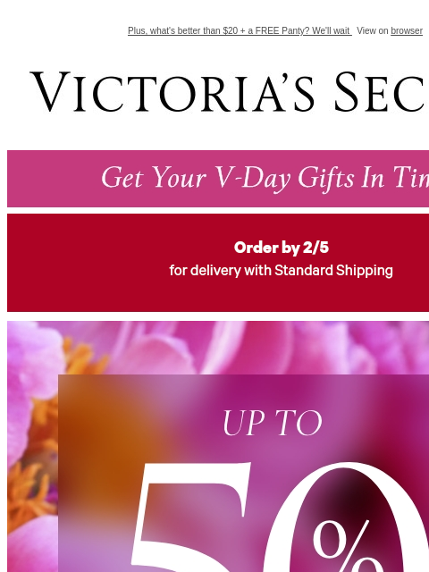 Plus, what's better than $20 + a FREE Panty? We'll wait View on browser Victoria's Secret VSCC Available Credit Display images to show real-time content Display images to show real-time