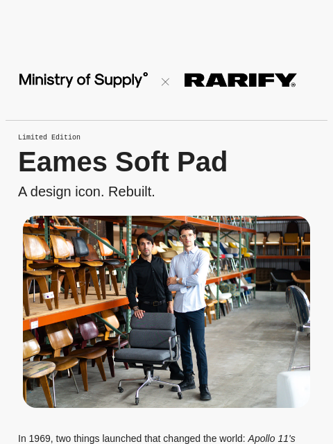 ministryofsupply newsletter: Collaborating with Rarify: Eames Soft Pad