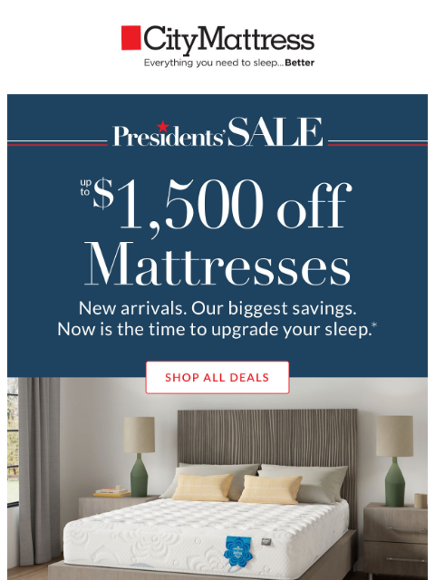 citymattress newsletter: Presidents' Sale Starts Now