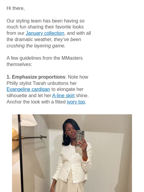 mmlafleur newsletter: Layering tips from our expert stylists.