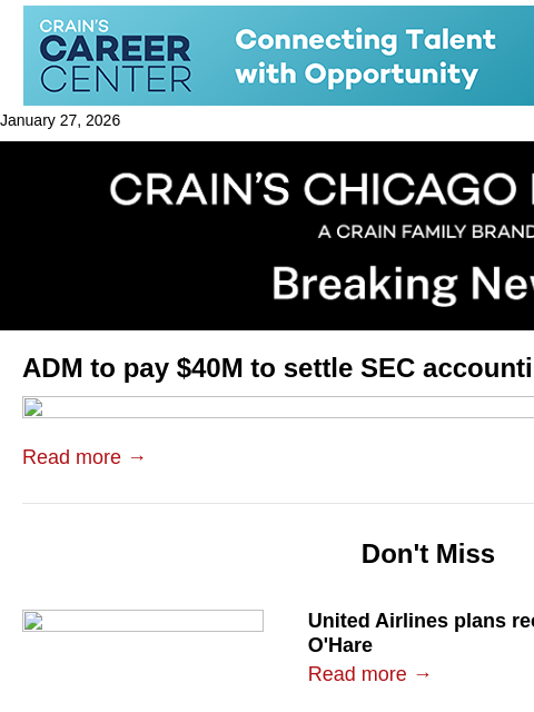 crainalerts newsletter: Chicago's ADM settles SEC fraud probe