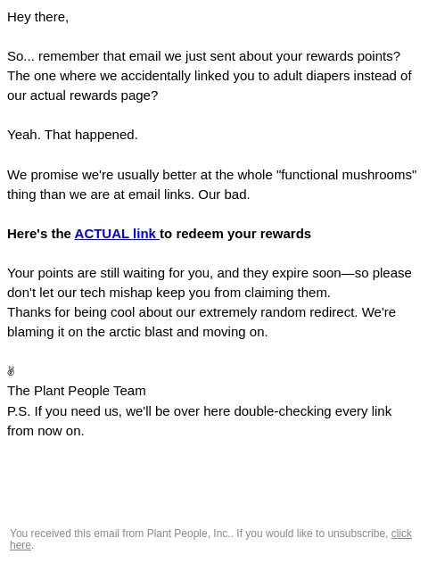 plantpeople newsletter: Well, that wasn't the kind of functional benefit w...