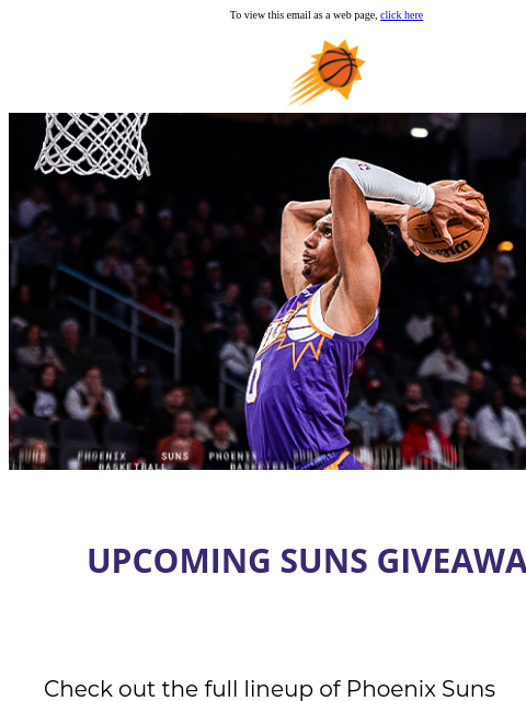 suns newsletter: Check Out Upcoming Suns Giveaways!