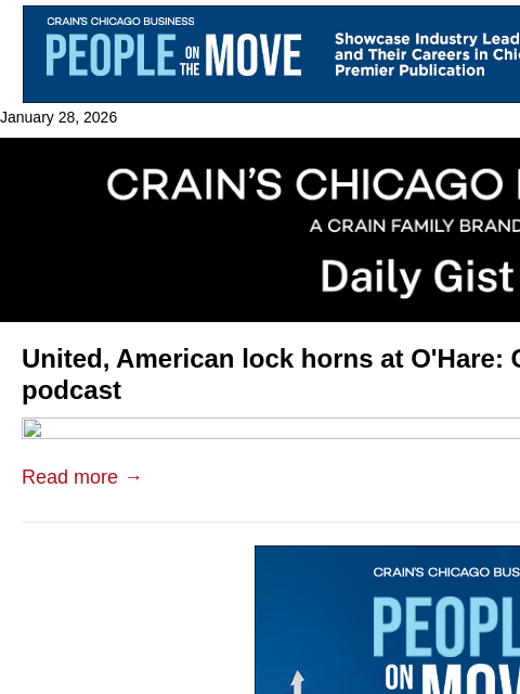 crainalerts newsletter: United, American lock horns at O'Hare: Crain's Dai...