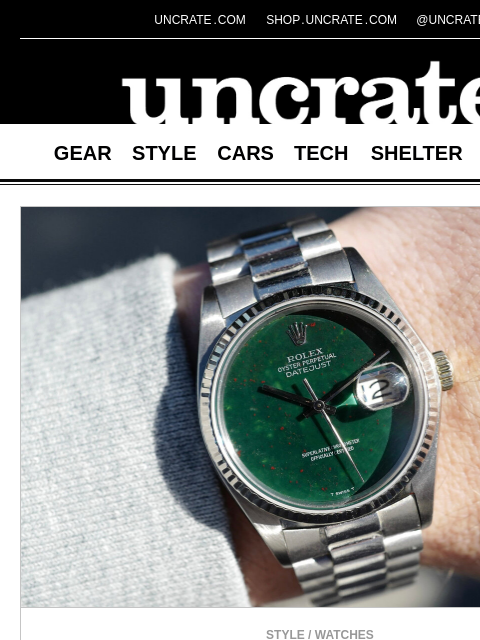 uncrate newsletter: Rolex White Gold Bloodstone Datejust Watch & more