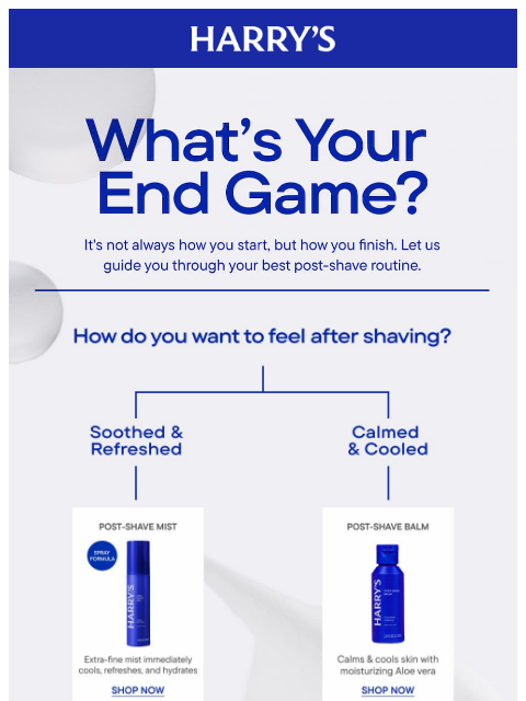 harrys newsletter: Post-shave relief with your name on it