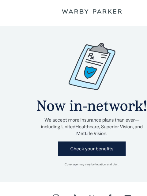 warbyparker newsletter: We added more insurance plans!