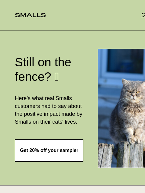 The reviews are in... ‌ ‌ ‌ ‌ ‌ ‌ ‌ ‌ ‌ ‌ ‌ ‌ ‌ ‌ ‌ ‌ Smalls Get Started Still on the fence? 👀 Here's what real Smalls customers had to say about the positive impact made by Smalls on their cats