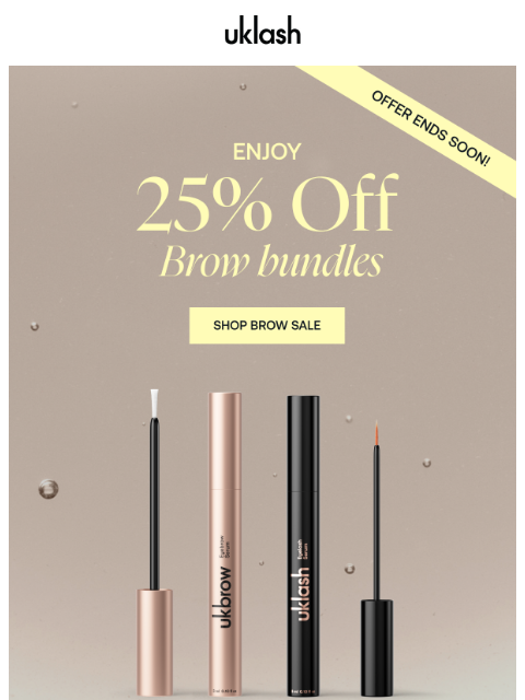uklash newsletter: ENDS SOON! 25% off brow bundles🏃