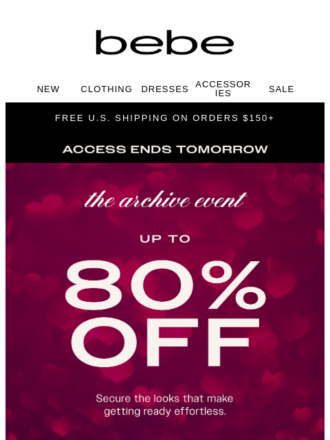 bebe newsletter: 🛍️ Up to 80% Off, Low Key Icon
