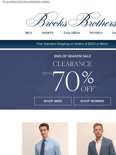 brooksbrothers newsletter: End of Season: up to 70% off sale