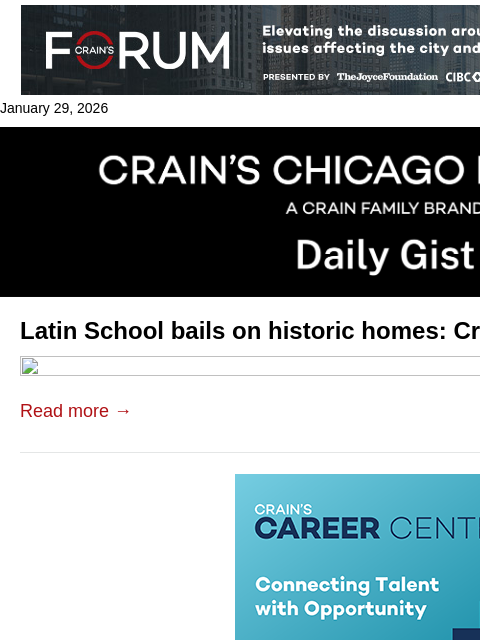 crainalerts newsletter: Latin School bails on historic homes: Crain's Dail...