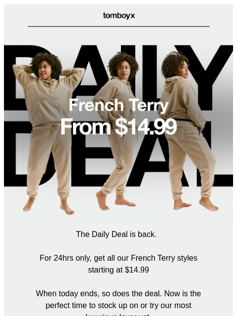 tomboyx newsletter: Daily Deal: Loungewear from $14.99