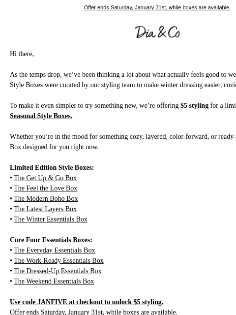 dia newsletter: Get Styled for $5 — Ends Saturday