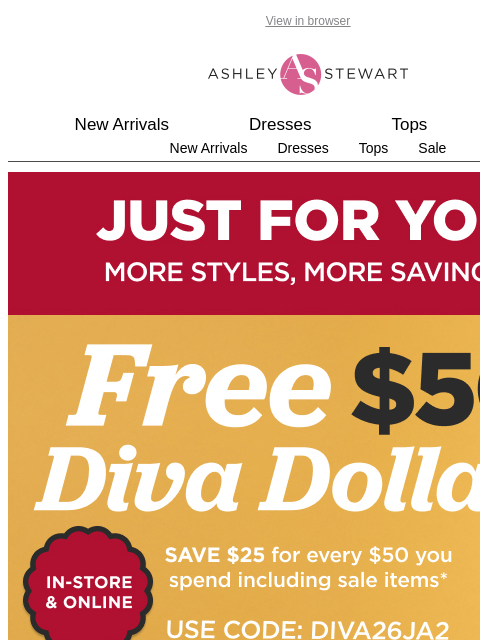 ashleystewart newsletter: Diva Dollars Are Here! Redeem them on these SETS �...