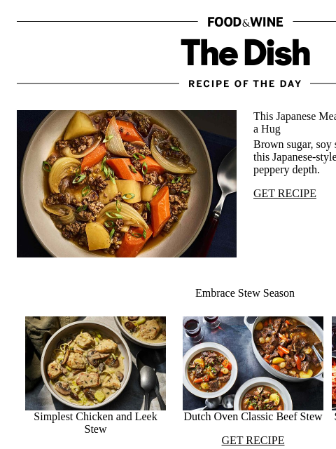 foodandwine newsletter: Japanese-Style Meat and Potatoes