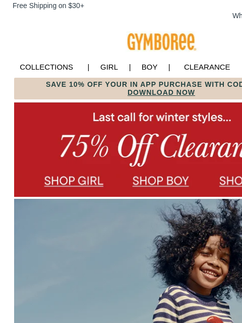 gymboree newsletter: 75% Off Our Most-Loved Looks 🧡