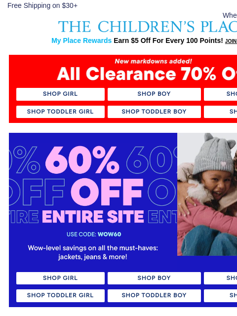childrensplace newsletter: 70% Off Clearance Won't Last Forever...