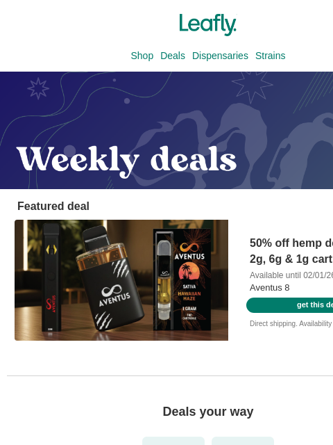 leafly newsletter: Your weekly deals just dropped 🍃