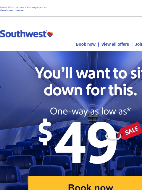 southwest newsletter: $49 sale fares are almost gone.