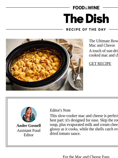 foodandwine newsletter: Marry Me Mac and Cheese